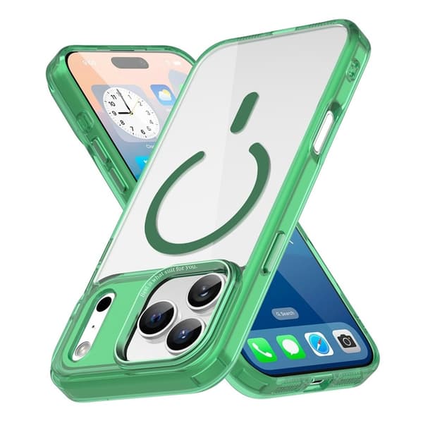 Mobilskal till iPhone 17 Pro MagSafe Transparent TPU+PC - Grön Grön