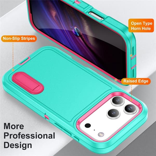 Mobilskal till iPhone 17 Pro Max Kickstand Silikon - Ljusgrön/Rosa Grön
