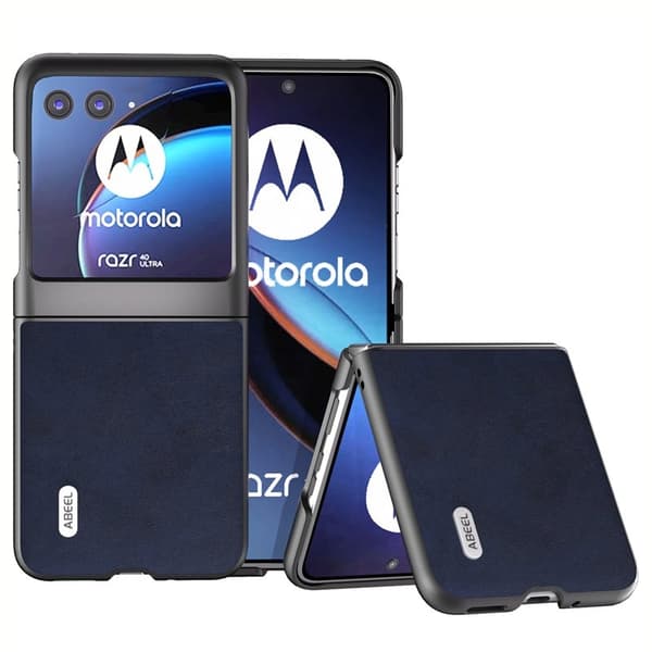 ABEEL Mobilskal till Motorola Razr 40 Ultra 5G PU Läder Blå