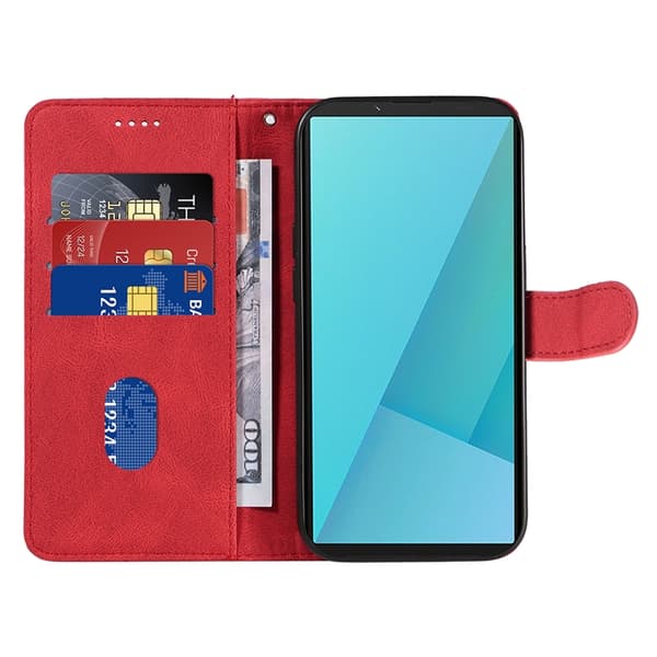 Sony Xperia 10 VII Plånboksfodral Curved Line Konstläder - Röd Röd