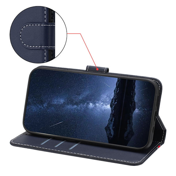 Galaxy A17/A26 Plånboksfodral Färg Splicing Konstläder - Blå Blå
