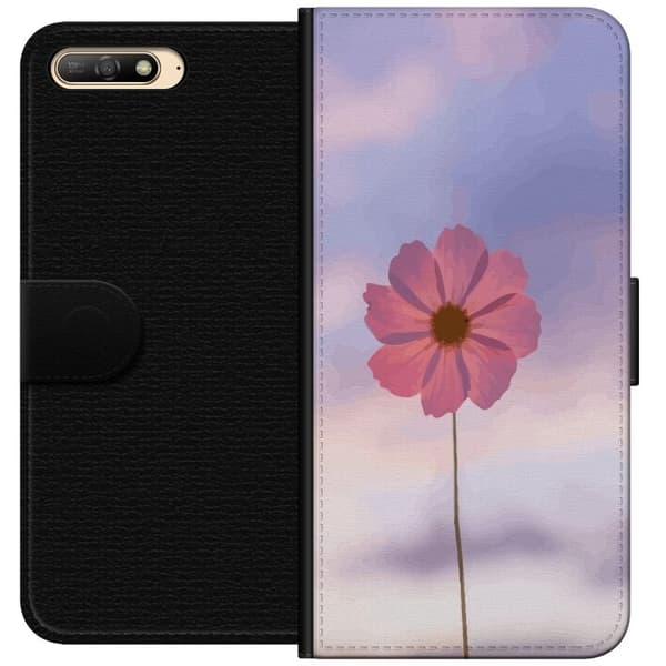 Plånboksfodral till Huawei Y6 (2018) med Rosa blomma