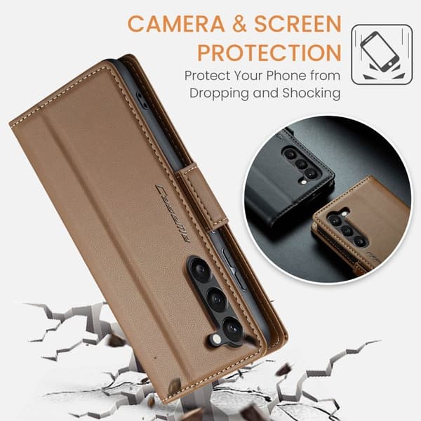 CASEME Plånboksfodral Konstläder för Samsung Galaxy S23+ - Brun