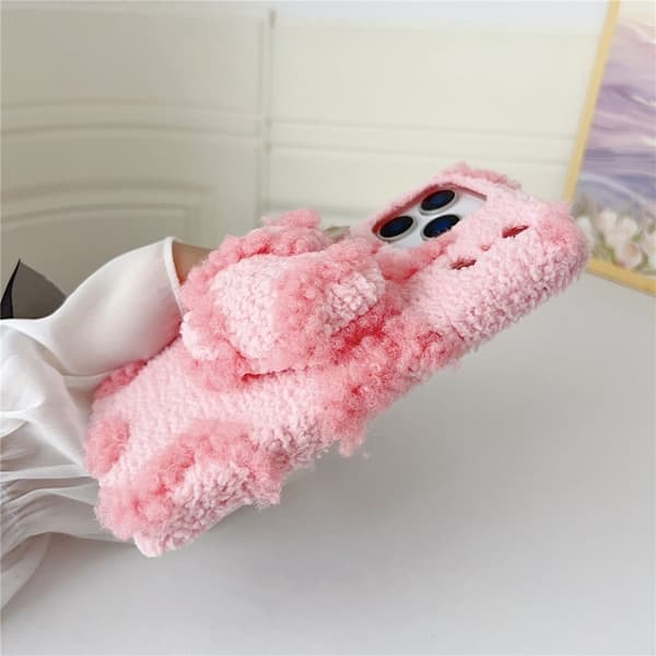 Mobilskal till iPhone 17 Pro 3D Heart Plush TPU Winter Warm - Blå Blå
