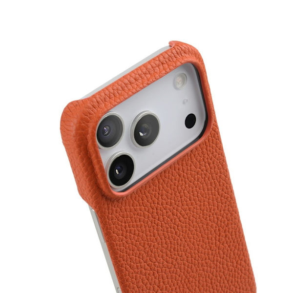 MELKCO Mobilskal till iPhone 17 Pro Max Äkta Läder PC Orange