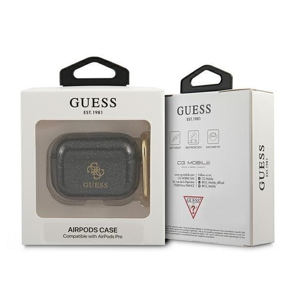 Guess Glitter Collection Taske til AirPods Pro - Sort Black