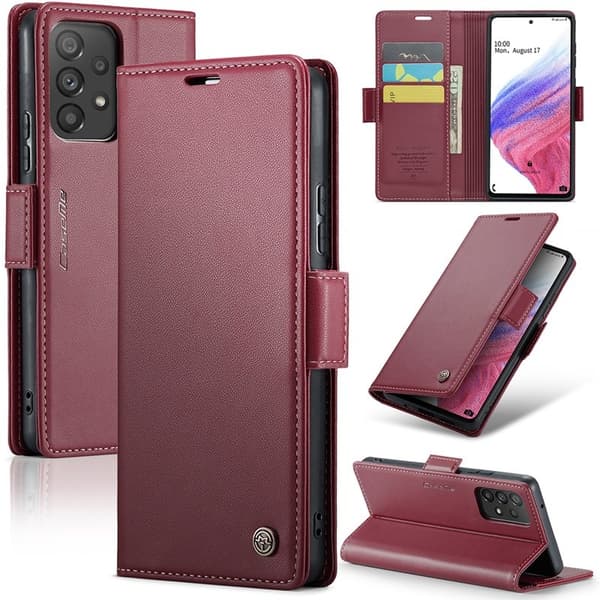 CASEME Plånboksfodral Konstläder för Samsung Galaxy A53 5G - Röd