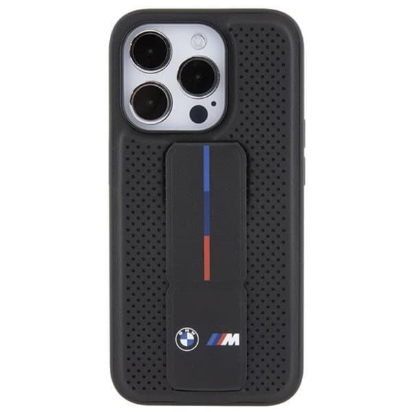 BMW-puhelinkotelo iPhone 15 Pro Grip Stand Smooth & Perforated Black