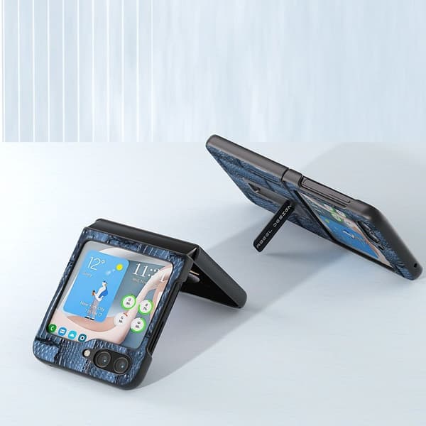 ABEEL Samsung Galaxy Z Flip5 Plånboksfodral Mahjong Textur Blå