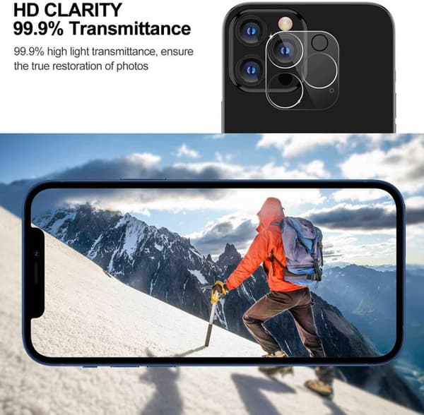 [2-PACK] Kameralinsskydd i Härdat Glas iPhone 12 Pro - Clear Transparent
