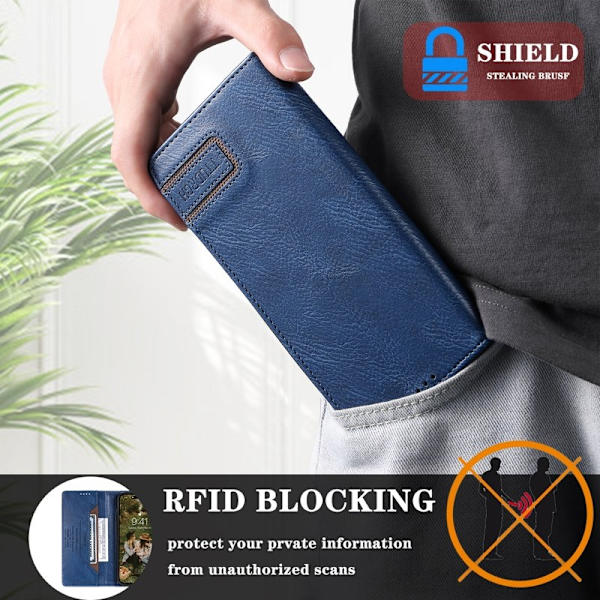 TTUDRCH Samsung Galaxy S26 Plus Plånboksfodral Konstläder RFID Skydd - Blå