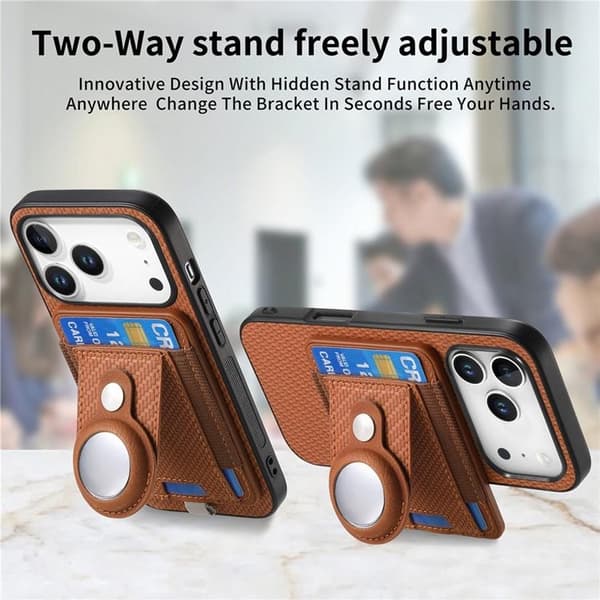 Mobilskal till iPhone 17 Pro Max Detachable korthållare - Brun Brun