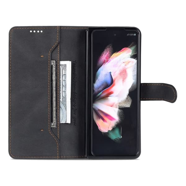 AZNS Samsung Galaxy Z Fold3 Plånboksfodral Konstläder - Svart