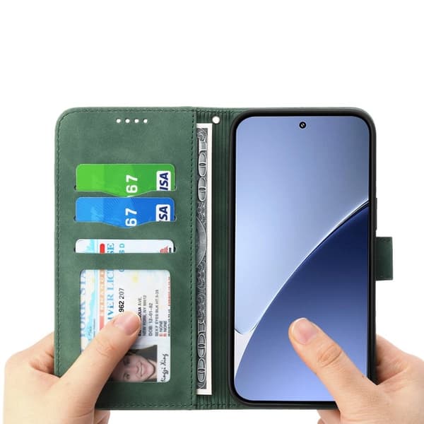 DIERFENG DF-03 för Xiaomi 15 Ultra Plånboksfodral Konstläder - Grön