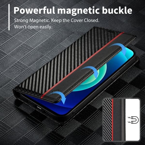 LC.IMEEKE iPhone 15 Pro Plånboksfodral i Konstläder - Vertikal Rand