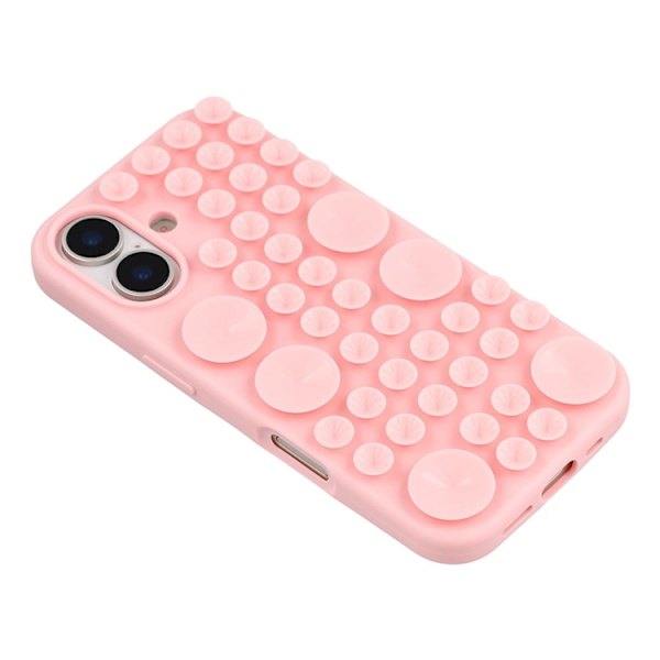 Mobilskal till iPhone 17 Sugkopp Silikon med Tygfoder - Rosa Rosa