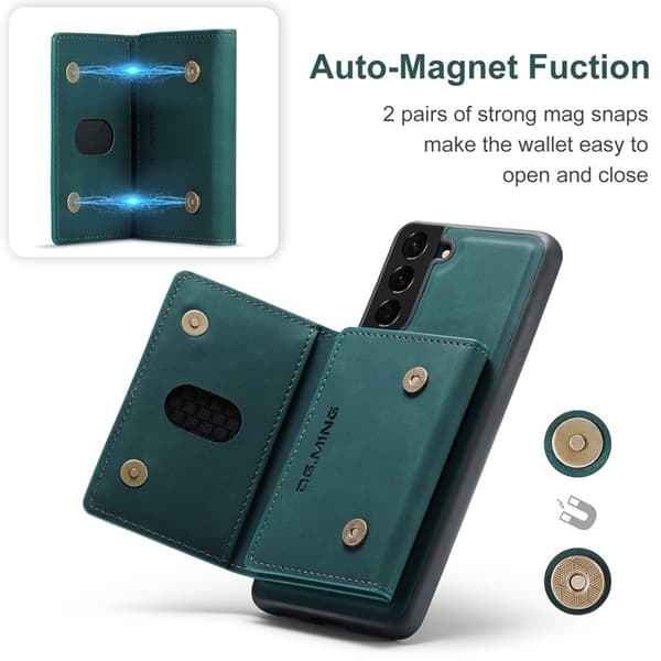 DG.MING M2 Magnetisk Plånboksfodral med Ställ för Samsung Galaxy S21+ 5G - Grön