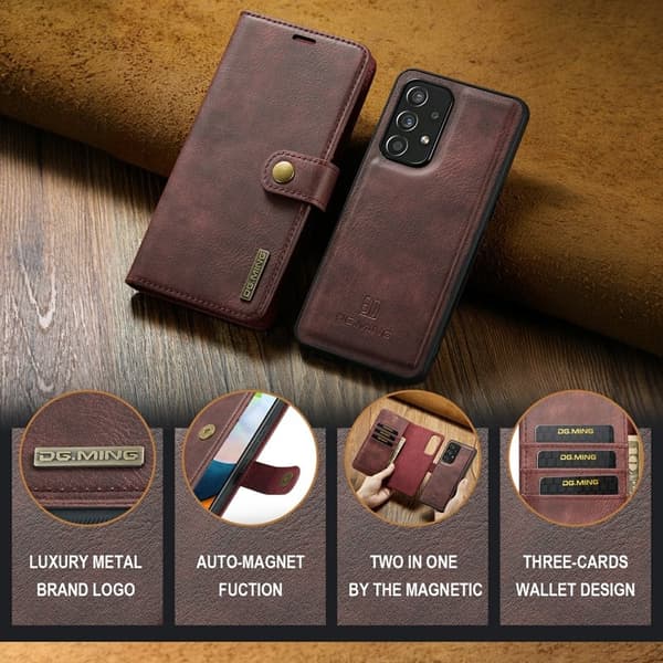 DG.MING Samsung Galaxy A53 5G Flip Plånboksfodral Röd