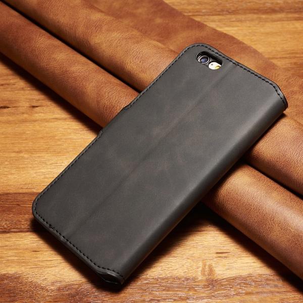 DG.MING Retro Plånboksfodral Konstläder för iPhone 6s Plus - Svart
