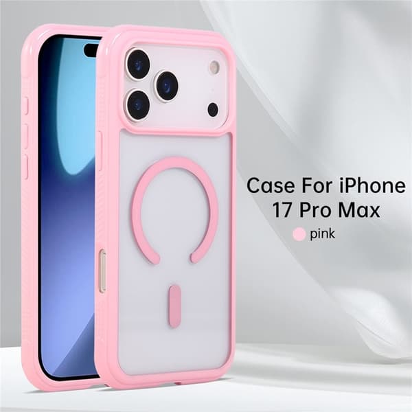 Mobilskal till iPhone 17 Pro Max MagSafe TPU+PC Transparent - Rosa Rosa