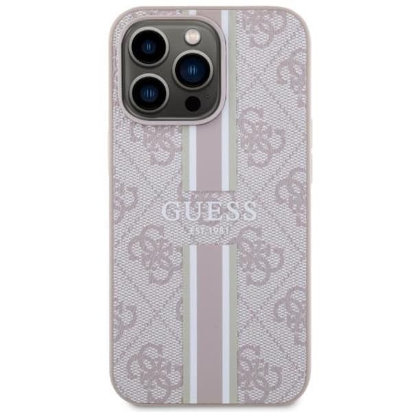 Guess Mobilskal till iPhone 13 Pro/13 MagSafe Printed Stripes - Rosa Rosa