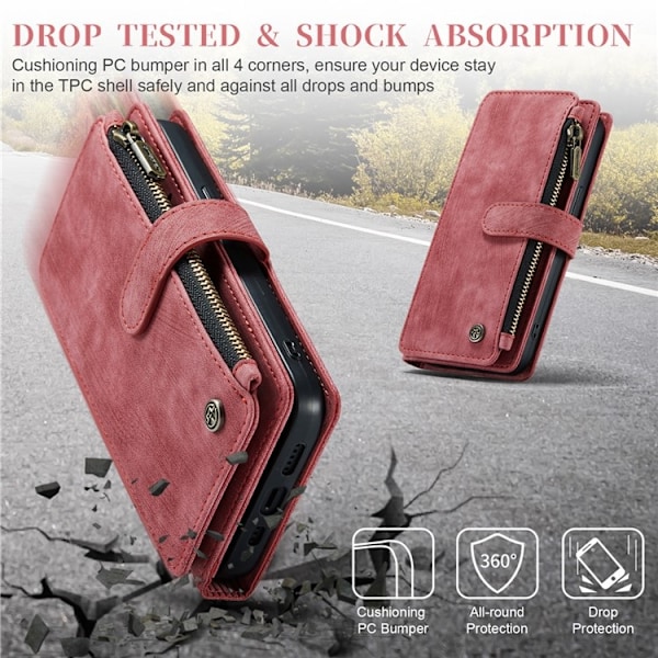 CASEME iPhone 15 Pro Max Plånboksfodral C30 Zipper - Röd