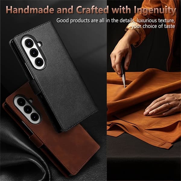 AZNS Samsung Galaxy Z Fold7 Plånboksfodral Konstläder - Svart