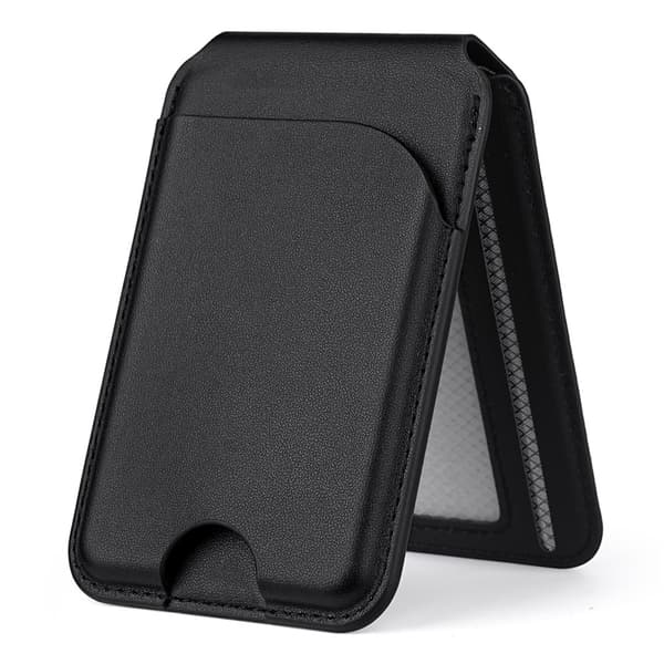 Vikbart MagSafe-korthållare i PU-läder med Kickstand Svart