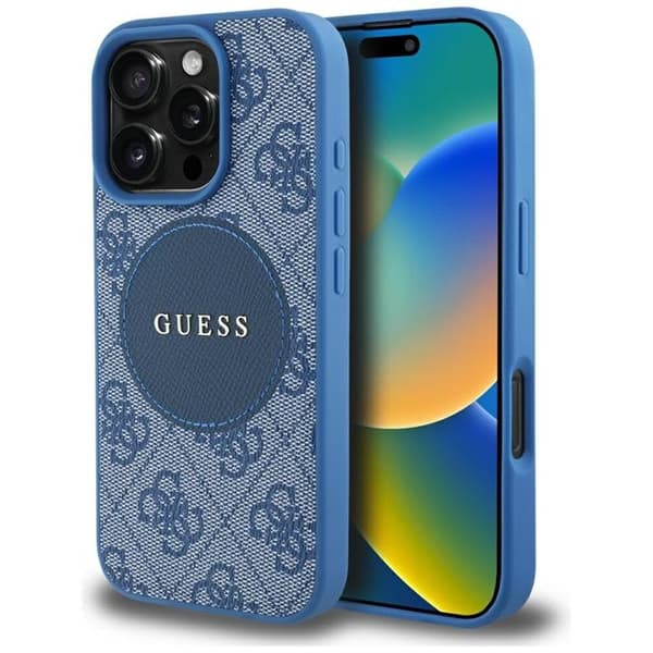 Guess telefontaske til iPhone 16 Pro MagSafe 4G Circle - Blå Blå