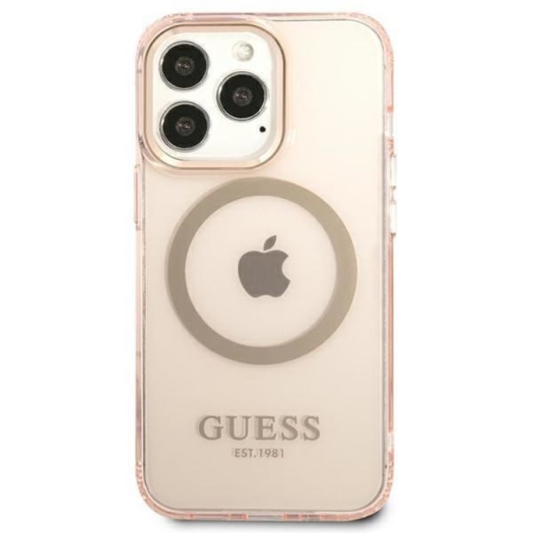 GUESS iPhone 13/13 Pro Skal MagSafe Guld Outline Translucent - Rosa