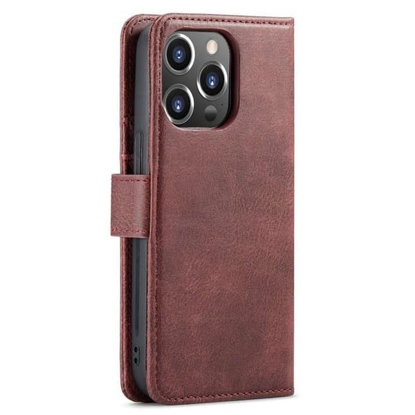 DG.MING iPhone 15 Pro Max Punge Etui Ægte Læder 2i1 - Rød Röd