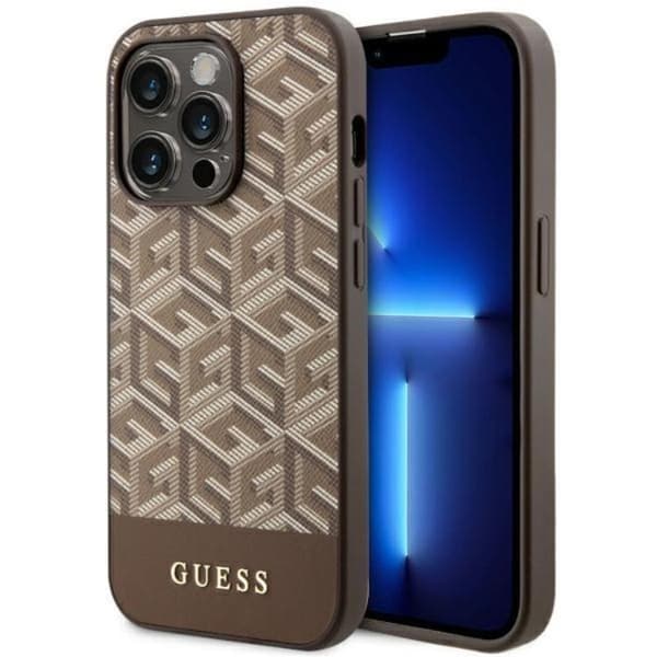 Guess iPhone 14 Pro Max Mobilskal MagSafe GCube Stripes - Brun Brun