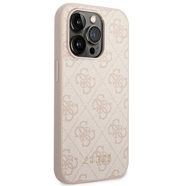 GUESS iPhone 14 Pro Max Skal Metall Gold Logo - Rosa
