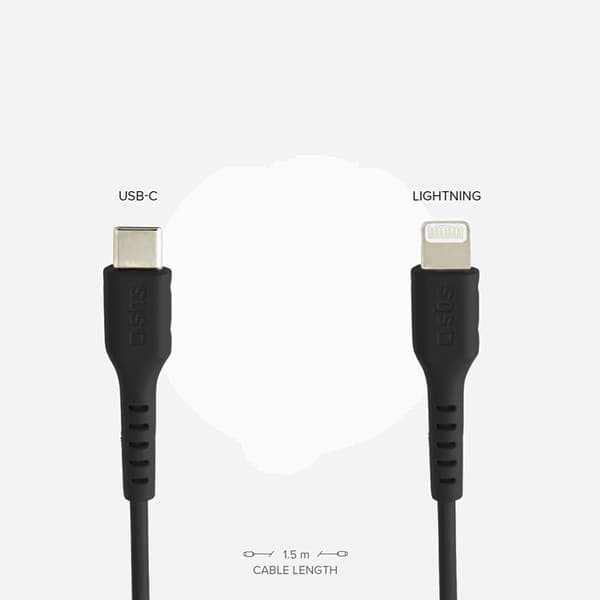 SBS USB-C - Lightning Kabel 1m - Svart Svart