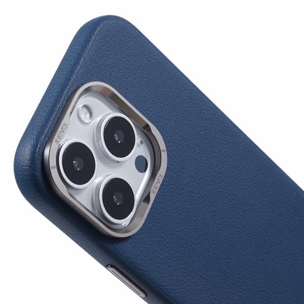 X-LEVEL Mobilskal till iPhone 16 Pro PU Läder + PC Blå