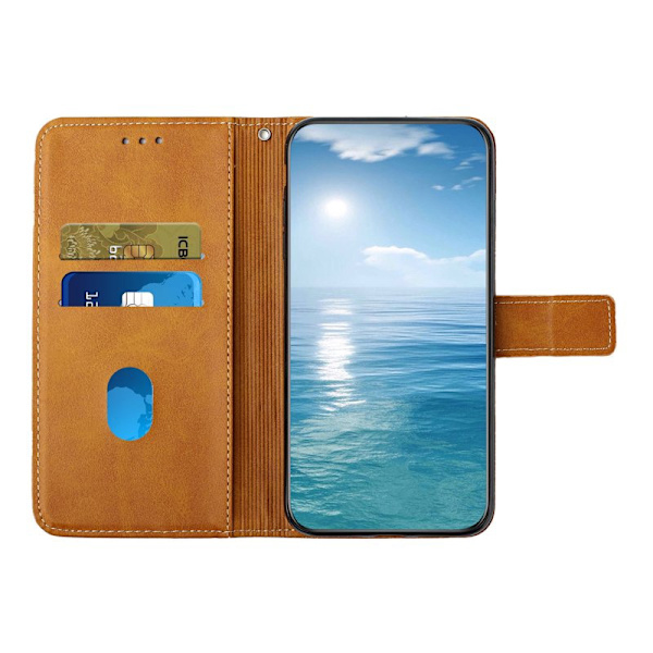 Plånboksfodral för Samsung Galaxy S26 Plus Konstläder med handledsrem - Gul