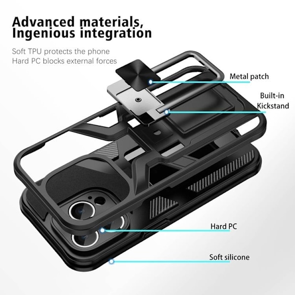iPhone 14 Pro Max Skal Kickstand - Svart Black