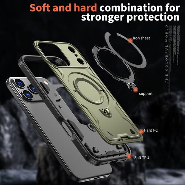 Mobilskal till iPhone 17 Pro Plast Militärt Skydd - Olivgrön