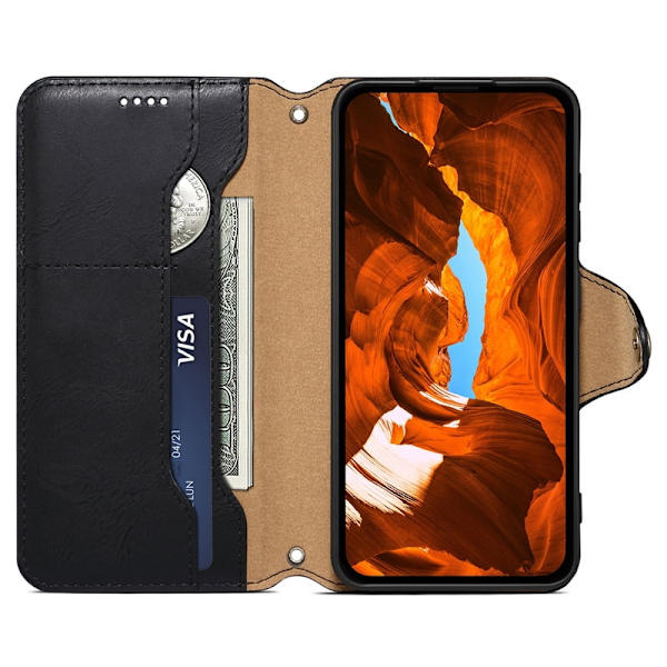 DENIOR Google Pixel 7a Stöttåligt Plånboksfodral Konstläder Svart