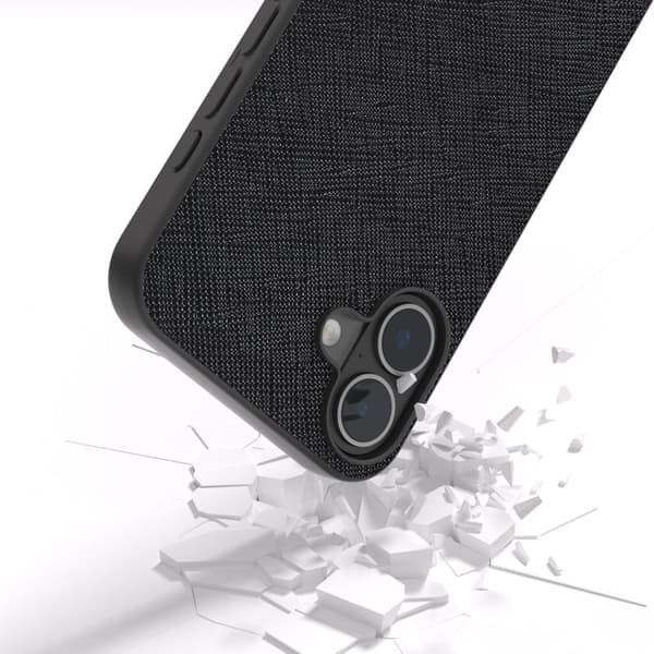 ABEEL Mobilskal till iPhone 16 Plus Äkta Läder Hybrid Svart