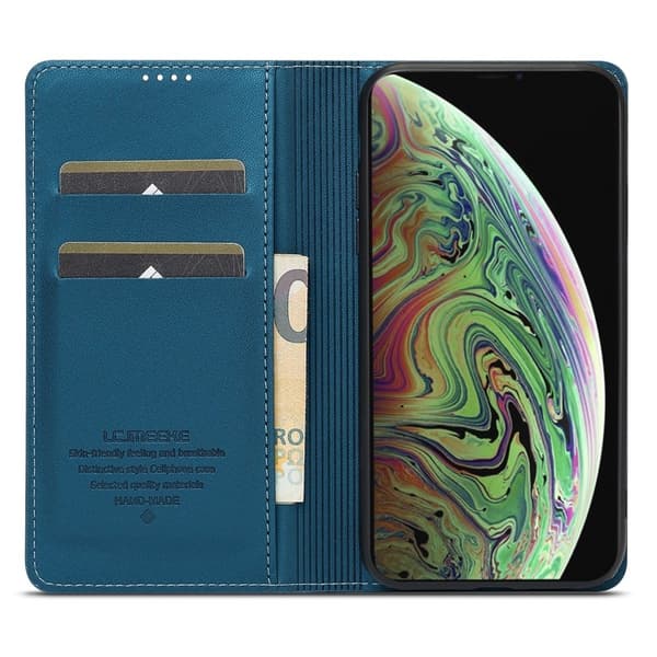 LC.IMEEKE L1 Series iPhone XS Max Plånboksfodral Konstläder - Blå