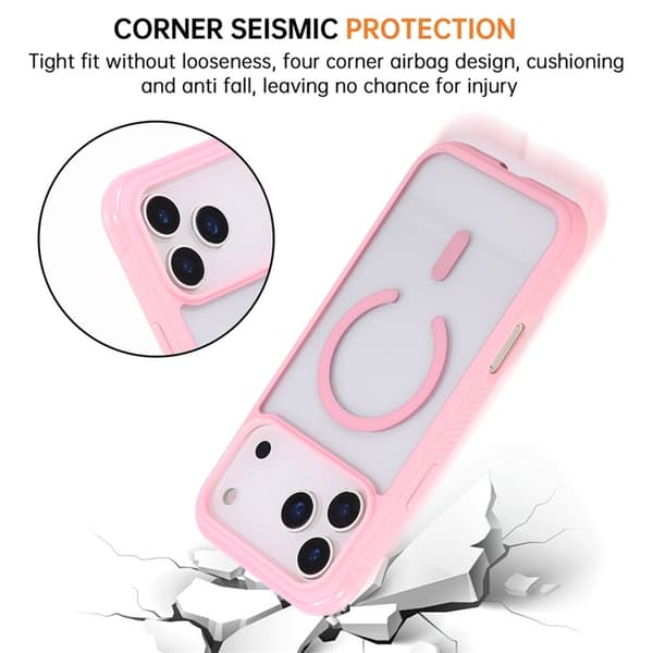 Mobilskal till iPhone 17 Pro Max MagSafe TPU+PC Transparent - Rosa Rosa