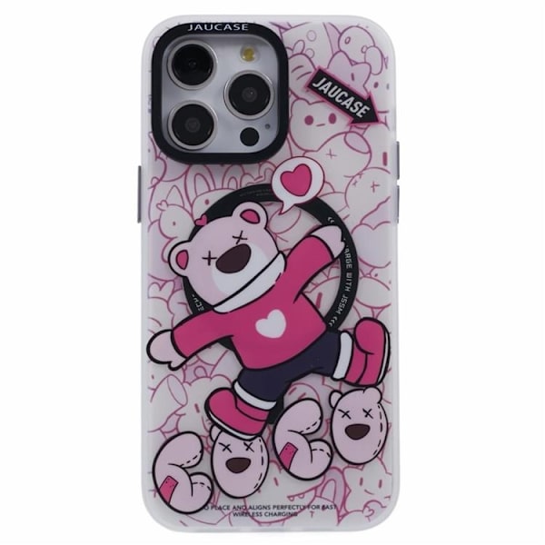 JAUCASE Mobilskal till iPhone 14 Pro Max MagSafe - Lying Bear Rosa