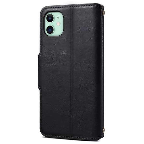 DENIOR iPhone 11 Plånboksfodral Konstläder Stötbeständig - Svart