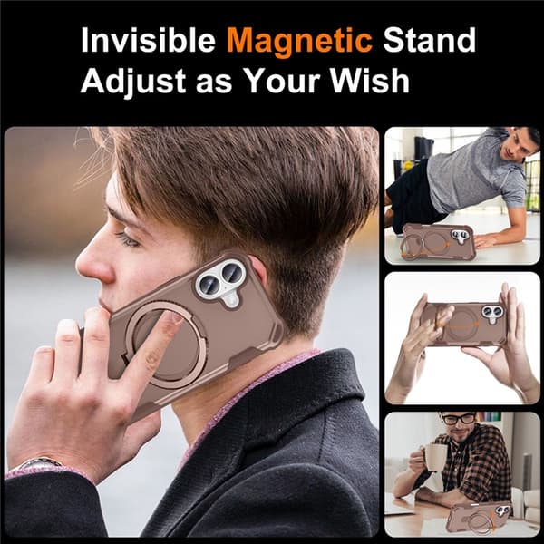 Mobilskal till iPhone 17 MagSafe TPU+PC Kickstand Shockproof - Guld Guld