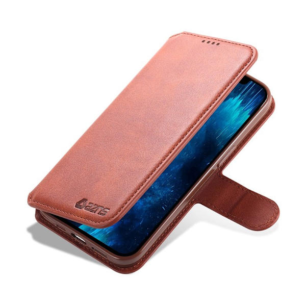 AZNS iPhone 13 Pro Max Plånboksfodral Konstläder - Brun