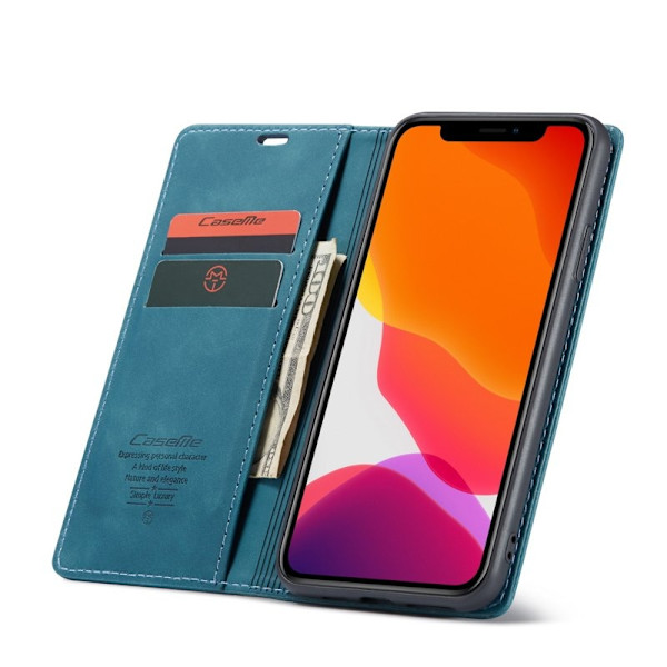 CASEME 013 Konstläderplånboksfodral för iPhone 11 Pro - Blå