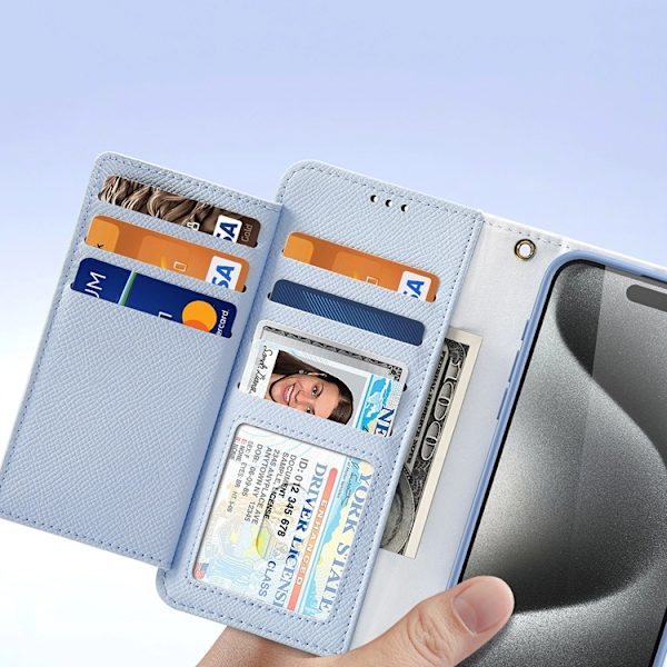 Dux Ducis iPhone 15 Pro Plånboksfodral Lawa Läder - Blå Blå