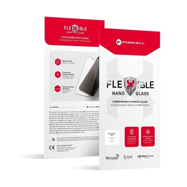 Forcell Galaxy S24 Ultra Härdat Glas Skärmskydd Flexible Nano Svart