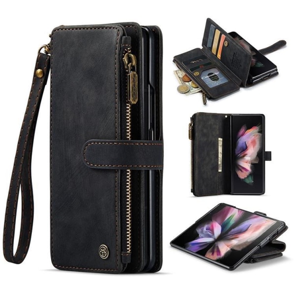 CASEME Galaxy Z Fold 4 lompakkokotelo vetoketjullinen PU-nahkateline - S